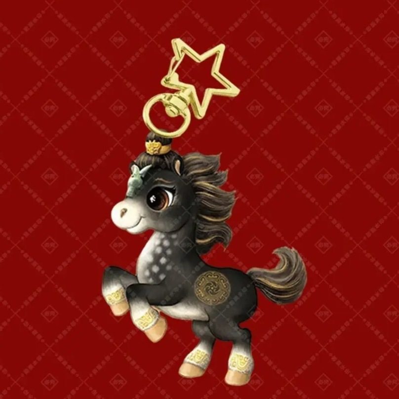 爆款2026马年中国风吉祥物周边钥匙扣招财小马挂件新年潮玩礼品