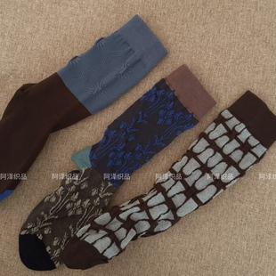 超级复古 立体浮雕拼色中筒女袜子棉ins潮碎花民族风袜 感觉来了