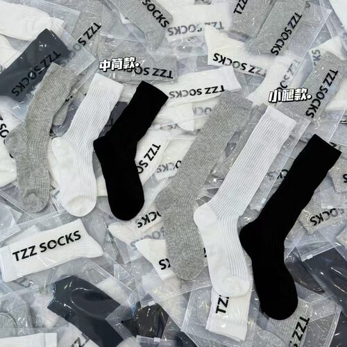 超薄微透感小腿堆堆棉袜透气中筒