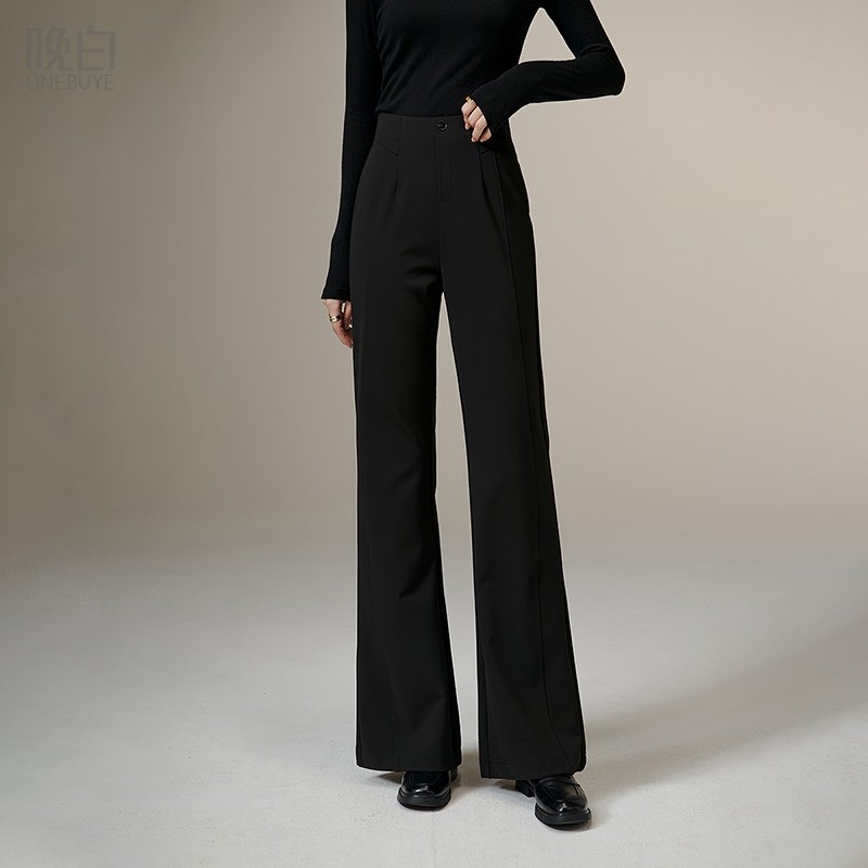 晚白2026年春新款经典简约高腰裤子修身显瘦通勤百搭微喇裤女,女装/女士精品,休闲裤,淘宝优惠券,粉丝福利购,淘宝优惠卷