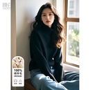 红色毛衣女 晚白冬季 时尚 宽松休闲气质韩版 全羊毛打底针织衫