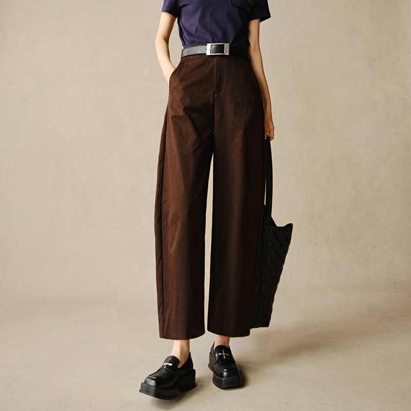 晚白2026年春新款时尚简约休闲裤子高腰显瘦通勤百搭镰刀裤女