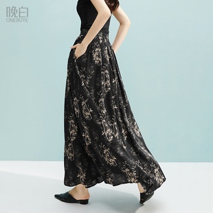 复古碎花半身裙女气质长裙 印花国风a字裙夏薄款 晚白2025夏季 新款
