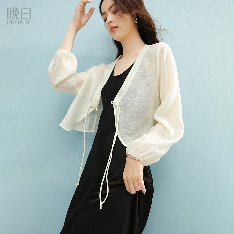 晚白2025年夏新款莱赛尔宽松罩衫防晒衬衫薄款轻奢高级感上衣女