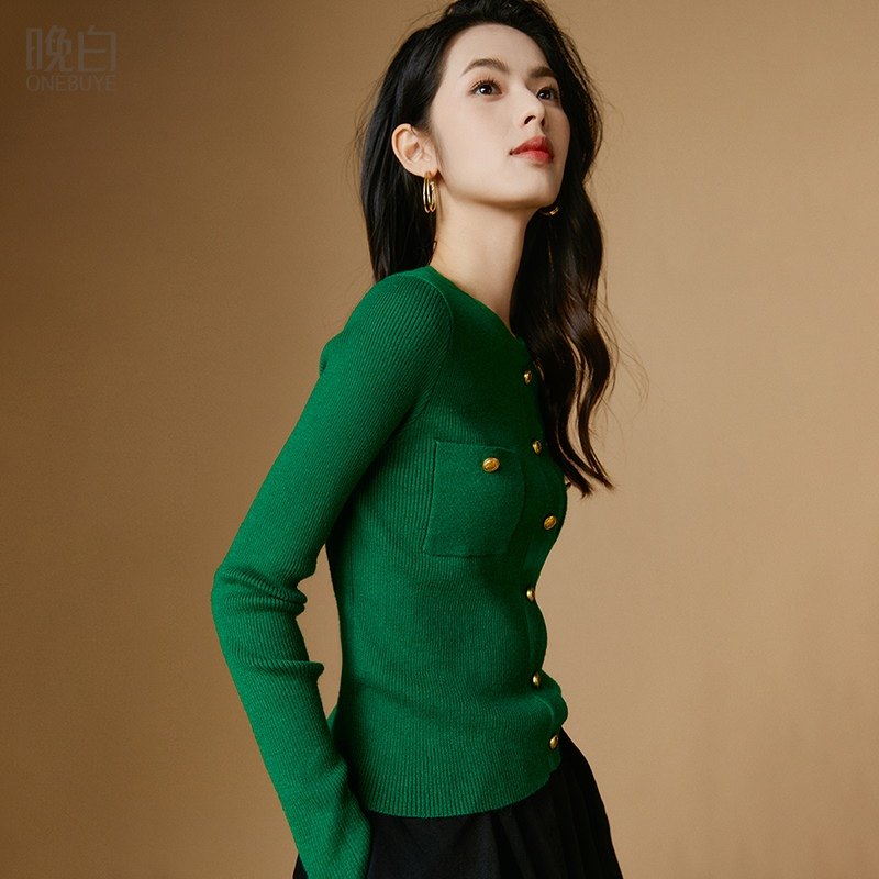 晚白【断码清仓】2026气质小香风套头含针织衫女