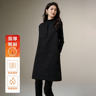 晚白2025秋冬新款法式小香风裙子气质亮闪闪背心裙毛呢连衣裙女