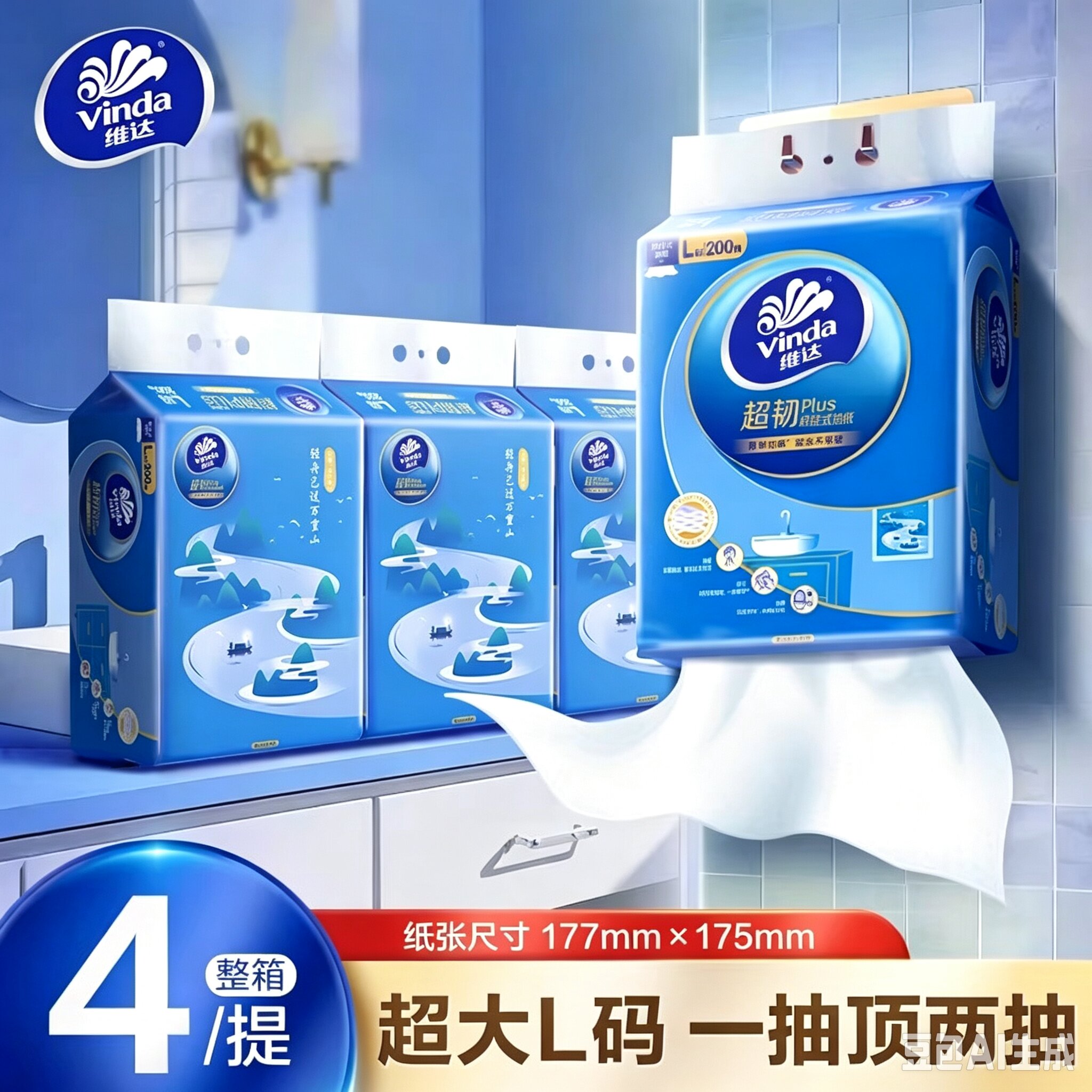 维达悬挂抽纸L码200抽