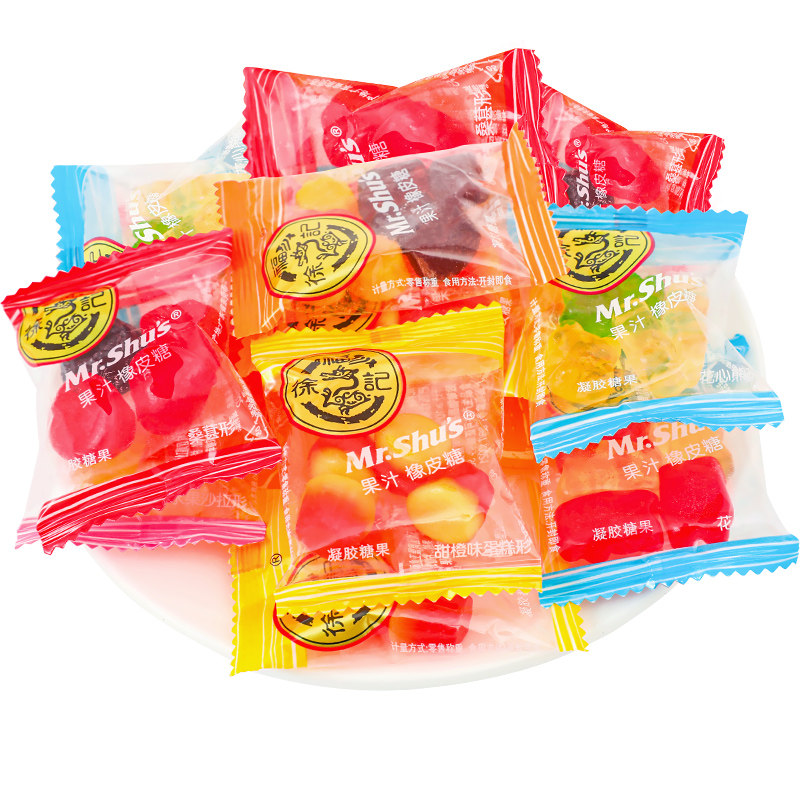 徐福记橡皮糖水果汁味qq软糖散装500g什锦结婚庆喜糖果小零食散装