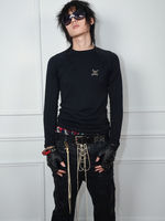 PunkFK Heavy Industry cowhide three-row buckle rivet belt punk rock dark avant-garde new product for both men and women thumbnail 6