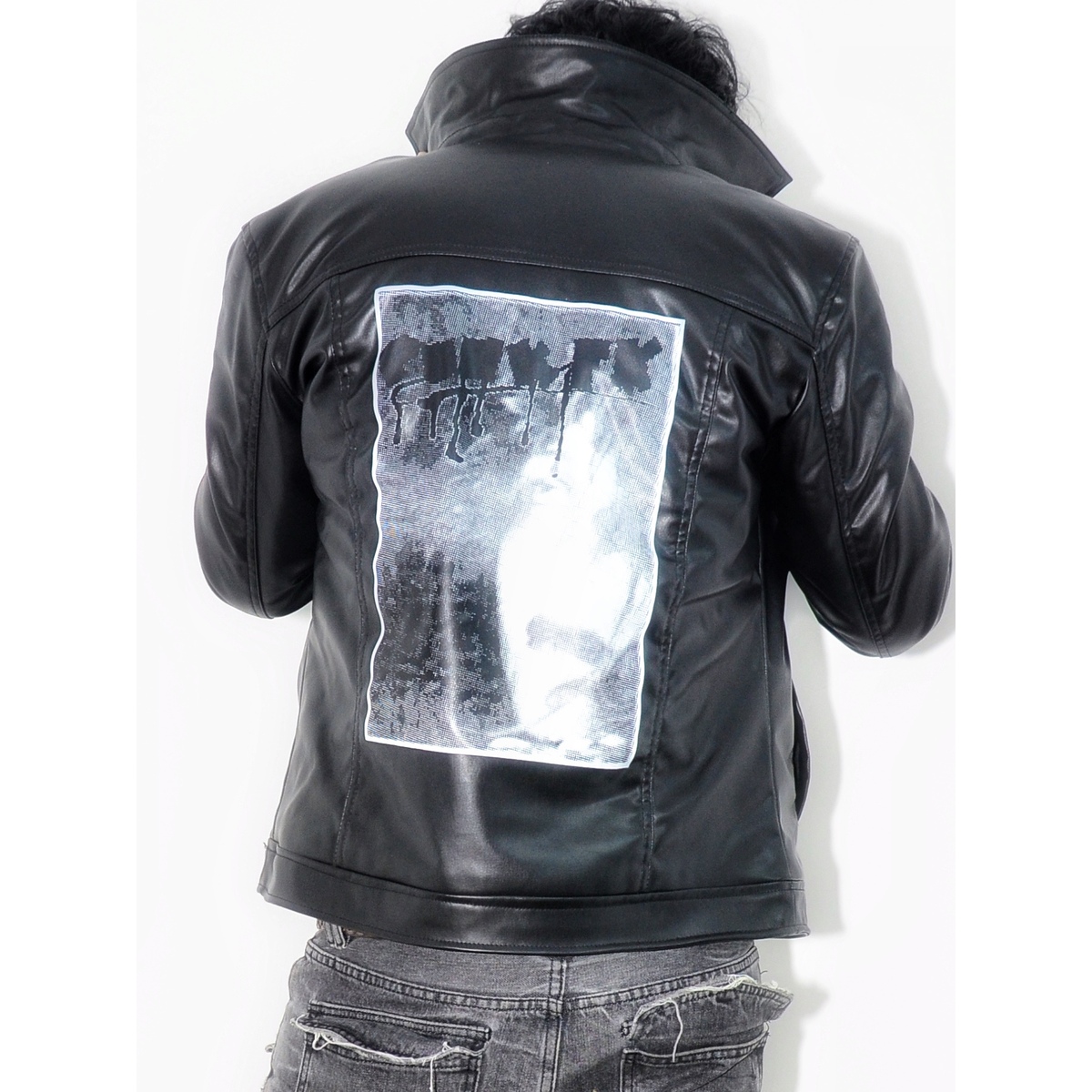 加厚皮棉夹克仿羊皮街头朋克机车