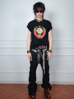 PunkFK Heavy Industry cowhide three-row buckle rivet belt punk rock dark avant-garde new product for both men and women thumbnail 5