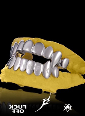 PunkFK定制全银吸血鬼Grillz牙套