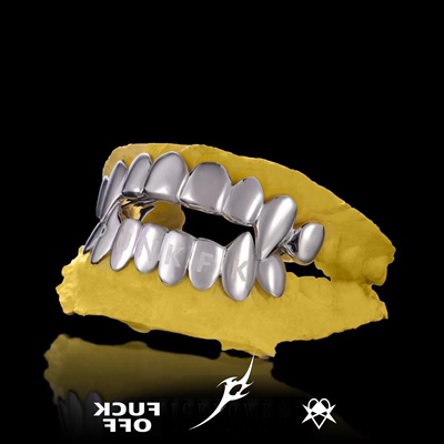 PunkFK定制全银吸血鬼Grillz牙套