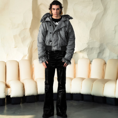 银色尼龙外套N2B毛绒保暖棉服