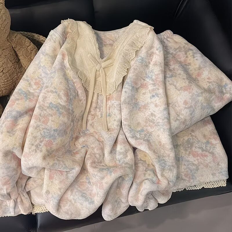珊瑚绒睡衣女款冬季加绒加厚可爱甜美秋冬款新款法兰绒家居服套装