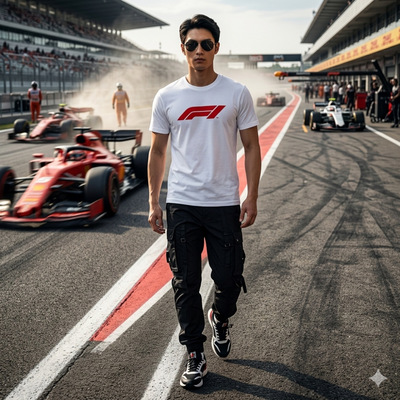 F1法拉利赛车夏季短袖T恤男生潮牌白色纯棉半袖小众休闲大码t上衣