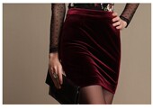 女新款 新款 职业裙半身裙花苞裙包臀裙一步裙 秋冬季 金丝绒短裙大码