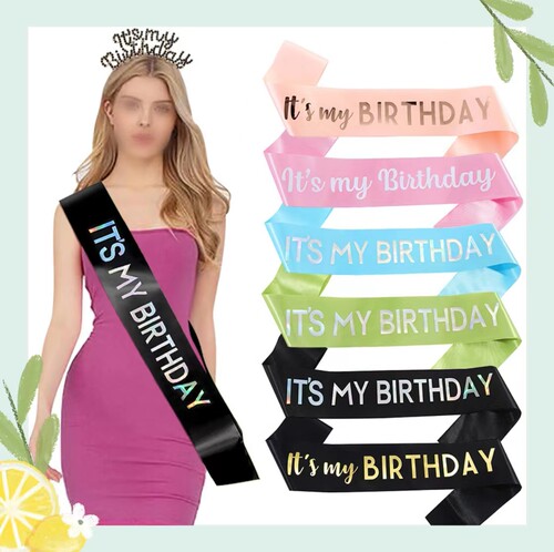 欧美生日派对肩带礼仪带色丁布烫金腰带绶带It's My Birthday装饰