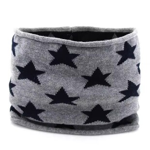 儿童围脖秋冬季男童围巾针织棉线套头潮薄款五星卷边毛线宝宝脖套