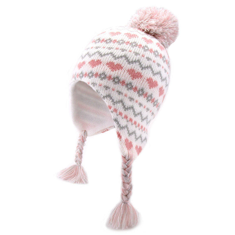 儿童帽子秋冬季女童冬帽护耳帽可爱宝宝提花加绒毛线套头毛绒帽,童装/婴儿装/亲子装,帽子,淘宝优惠券,粉丝福利购,淘宝优惠卷