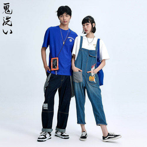 ONIARAI/鬼洗刺绣双面穿背带裤