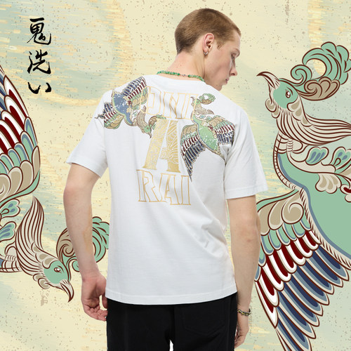 鬼洗短袖刺绣敦煌壁画T恤