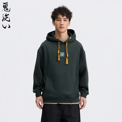 ONIARAI/鬼洗26春季新品黑标石器时代蜂迹拼接连帽卫衣男 A240025