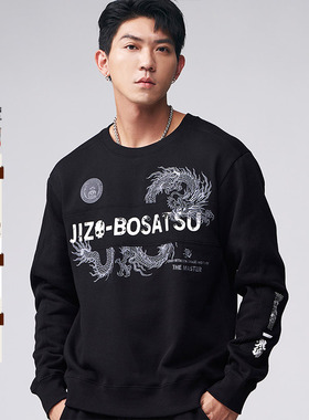 ONIARAI/鬼洗24秋冬新品地藏小王字母印花休闲男士卫衣 J250093