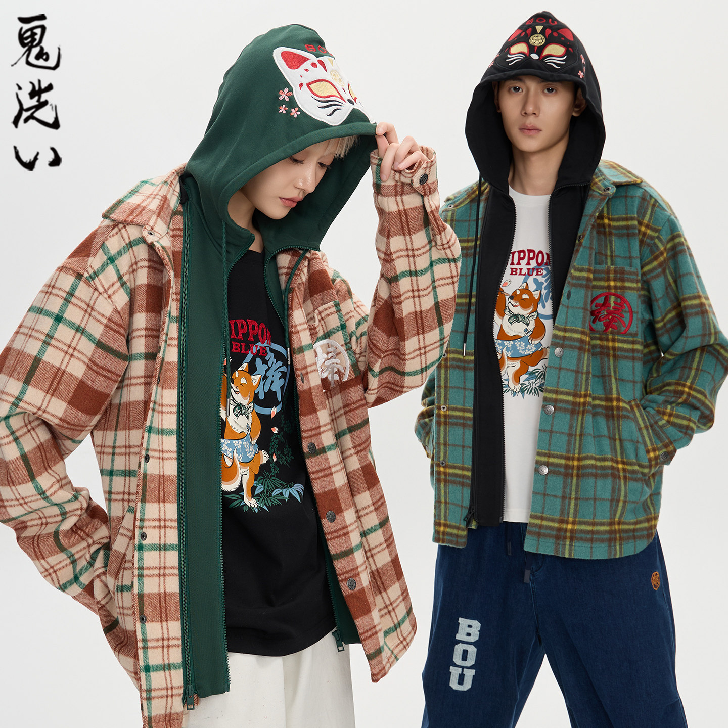 ONIARAI/鬼洗秋冬新棒系列狐狸面具假两件衬衫式外套男女 N340225