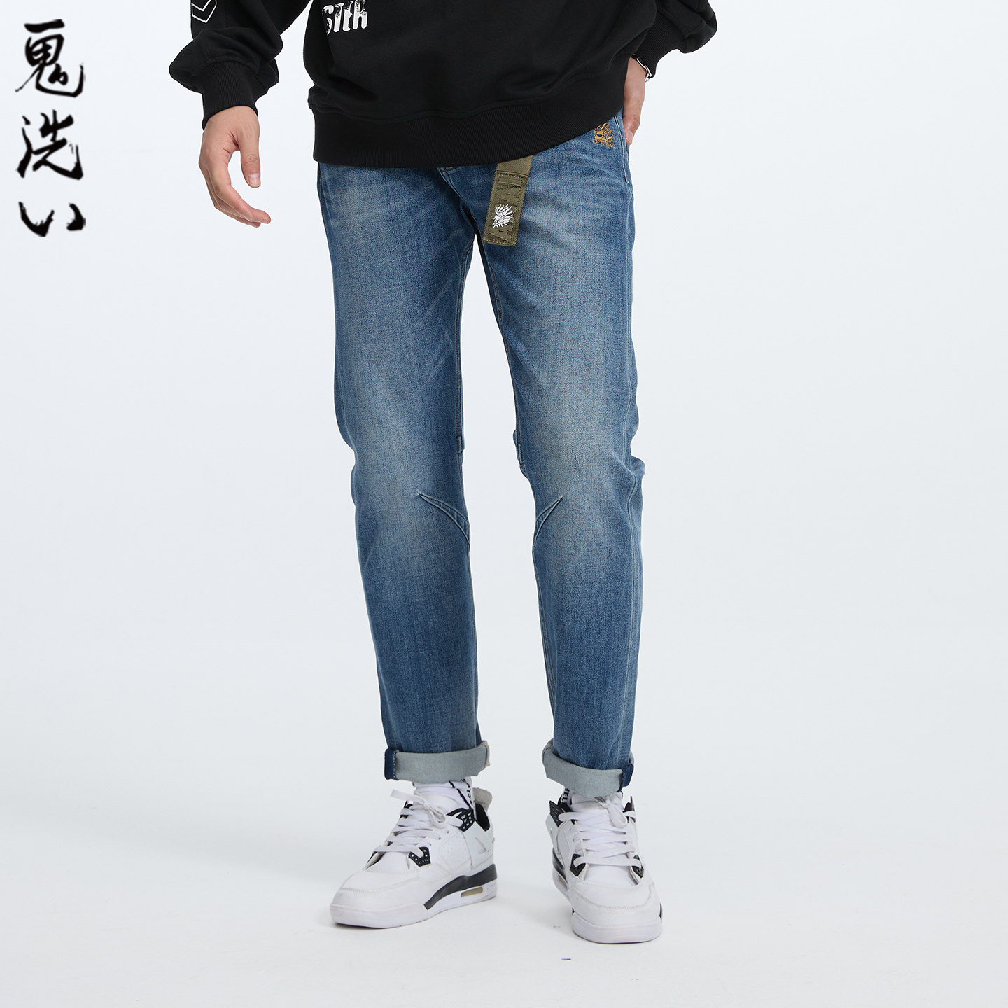 ONIARAI/鬼洗25秋季新品logo绣花小弯腿牛仔裤男式休闲 24B3405