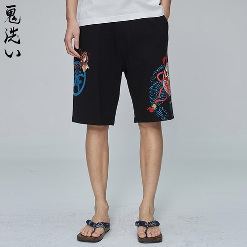 ONIARAI潮牌达摩绣花男士短裤