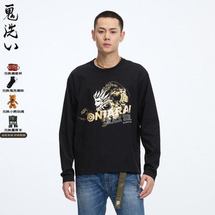 T恤男式 ONIARAI 鬼洗25秋季 新海浪字母金浆印花长袖 B24U202 休闲