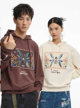 ONIARAI/鬼洗秋冬24苗族合作款蝴蝶亮片绣男女连帽卫衣  B240144