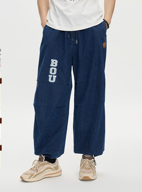 ONIARAI/鬼洗25秋季新品棒系列达摩刺绣宽松牛仔裤中性 25N4407