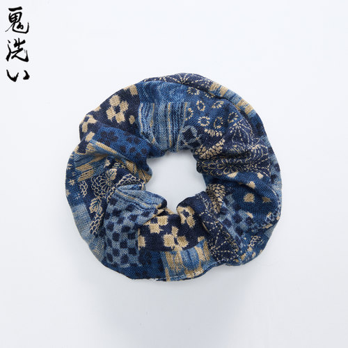 oniarai鬼洗26秋新品泥棒蓝花布发圈人用扎头发发绳 26NA411