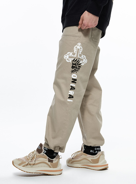 ONIARAI/鬼洗鬼洗秋季新品复古歌剧十字印花工装男休闲裤 23B4427