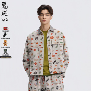 ONIARAI 新品 棒系列好运纹样满印外套休闲男 N340248 鬼洗26春季