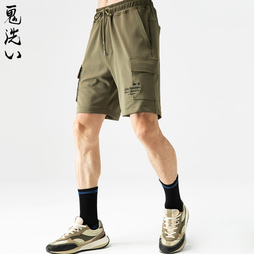 ONIARAI/鬼洗25秋季新品当街太空棉贴袋元素男式针织短裤 25J0589