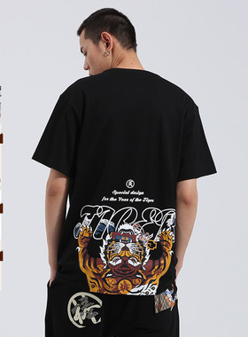 oniarai鬼洗 AW潮牌棒系列趣味印花男士圆领短袖T恤 N840124