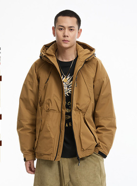 ONIARAI/鬼洗24秋冬轻机能风异形线条裁剪连帽羽绒外套男 B340203