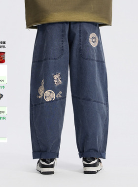 ONIARAI/鬼洗26春季棒系列招财猫水洗宽松廓形弯腿长裤男 26N4402
