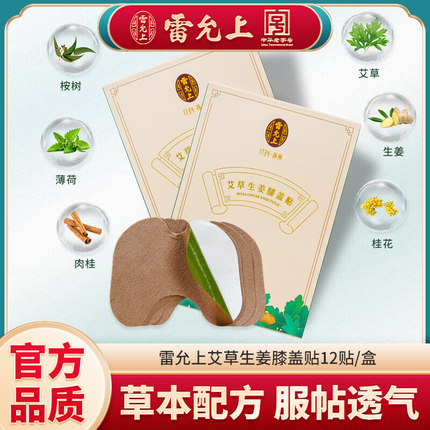 雷允上艾草生姜颈椎贴膝盖贴12贴盒装 艾草艾叶艾灸脊椎膝盖
