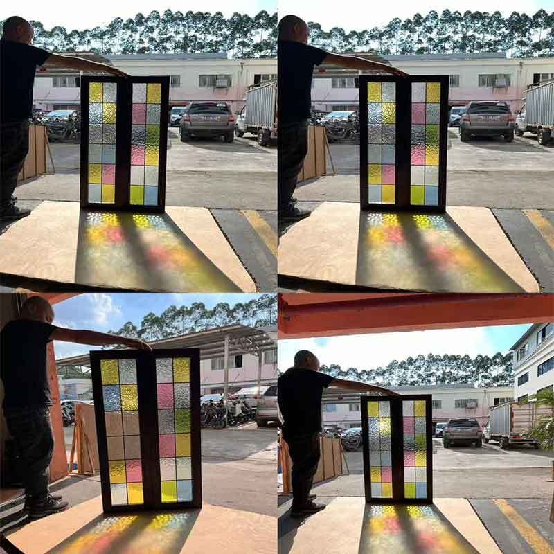 爆款定做艺术玻璃蒂凡尼玻璃门窗覆古彩色琉璃玻璃隔断玄关门窗