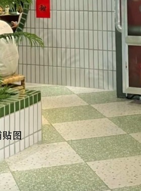 绿色水磨石地砖亮光彩色水磨石瓷砖墨绿色水磨石哑光草绿色防古砖