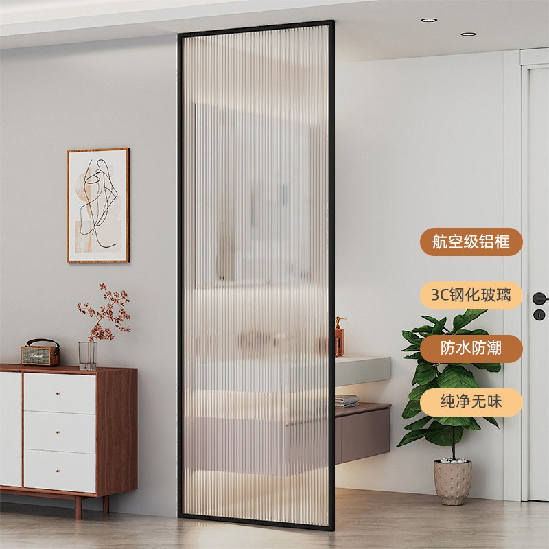 长虹水波纹水立方油画钢化艺术玻璃卫生间半墙隔断屏风客厅玄关