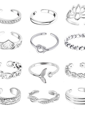 亚马逊热销脚戒时尚微镶钻莲花打结女士开口脚戒指 关节脚戒指