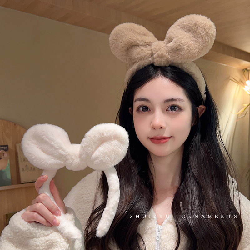 毛绒兔耳朵发箍洗脸头箍网红发卡俏皮可爱