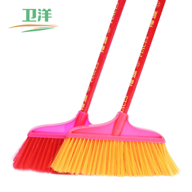 扫把扫地扫帚清洁工具 木柄塑料扫把 冰丝软毛细丝 颜色随机