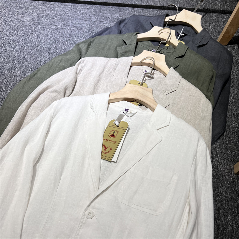 稀缺！100亚麻！春夏男士薄款透气排汗纯色百搭外套休闲西服西装