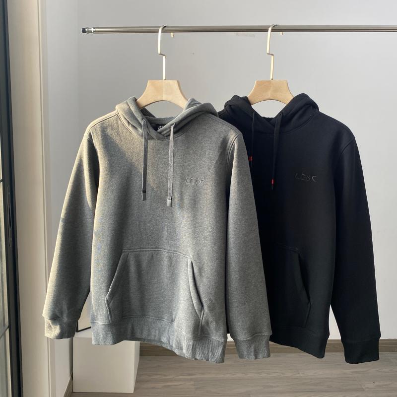 日单好品质！秋冬男士连帽加绒加厚简约刺绣百搭休闲套头卫衣上衣